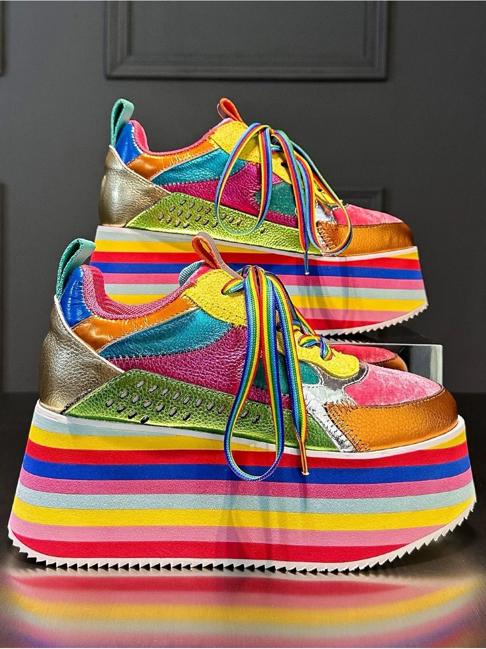 Colorful Rainbow Platform Sneakers